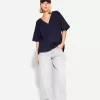 Tricou cu mânecă scurtă cu decolteu în V din bumbac greu Tricou cu mânecă scurtă cu decolteu în V din bumbac greu