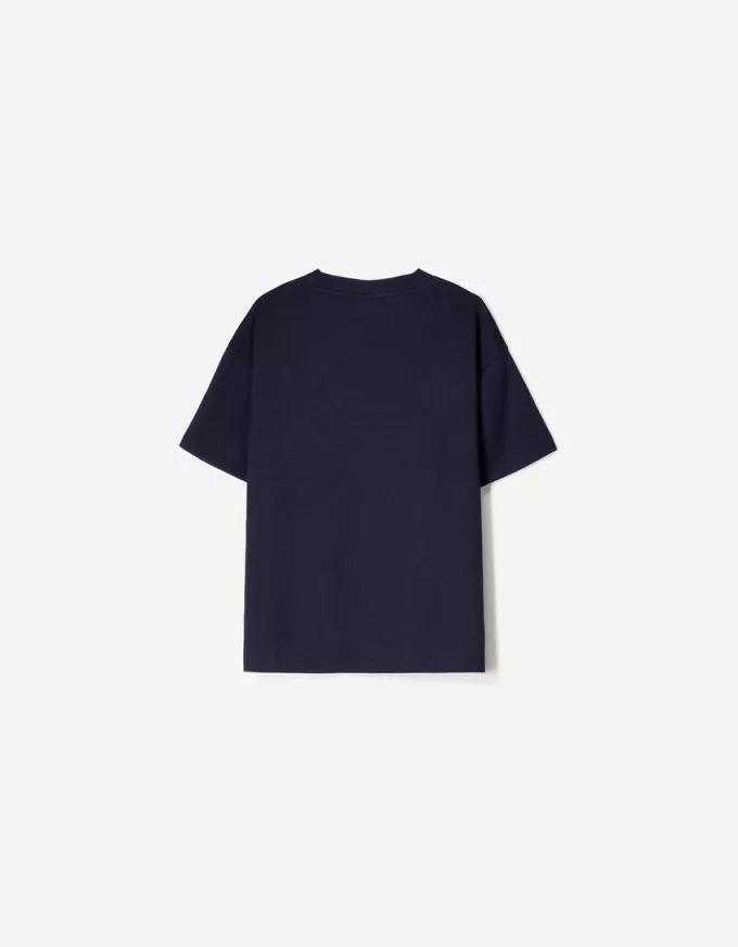 Tricou cu mânecă scurtă cu decolteu în V din bumbac greu Tricou cu mânecă scurtă cu decolteu în V din bumbac greu