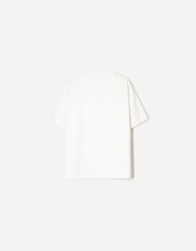 Tricou cu mânecă scurtă cu decolteu în V din bumbac greu Tricou cu mânecă scurtă cu decolteu în V din bumbac greu