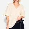 Tricou cu mânecă scurtă cu decolteu în V din bumbac greu Tricou cu mânecă scurtă cu decolteu în V din bumbac greu