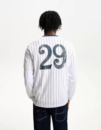 Tricou cu mânecă scurtă cu dungi sport cu imprimeu