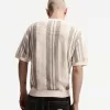 Tricou cu mânecă scurtă cu dungi texturate Tricou cu mânecă scurtă cu dungi texturate