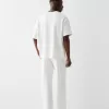Tricou cu mânecă scurtă cu dungi texturate Tricou cu mânecă scurtă cu dungi texturate