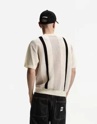Tricou cu mânecă scurtă cu dungi texturate
