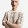 Tricou cu mânecă scurtă cu dungi texturate Tricou cu mânecă scurtă cu dungi texturate