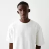 Tricou cu mânecă scurtă cu dungi texturate Tricou cu mânecă scurtă cu dungi texturate