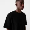 Tricou cu mânecă scurtă cu dungi texturate Tricou cu mânecă scurtă cu dungi texturate