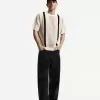 Tricou cu mânecă scurtă cu dungi texturate Tricou cu mânecă scurtă cu dungi texturate