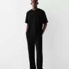 Tricou cu mânecă scurtă cu dungi texturate Tricou cu mânecă scurtă cu dungi texturate