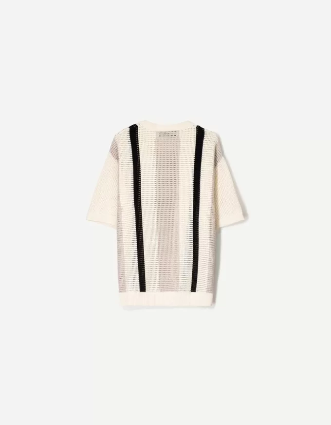 Tricou cu mânecă scurtă cu dungi texturate Tricou cu mânecă scurtă cu dungi texturate