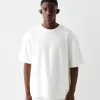 Tricou cu mânecă scurtă cu dungi texturate Tricou cu mânecă scurtă cu dungi texturate