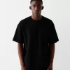 Tricou cu mânecă scurtă cu dungi texturate Tricou cu mânecă scurtă cu dungi texturate