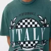 Tricou cu mânecă scurtă cu efect decolorat și imprimeu Tricou cu mânecă scurtă cu efect decolorat și imprimeu