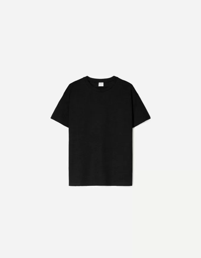 Tricou cu mânecă scurtă cu efect slub Tricou cu mânecă scurtă cu efect slub