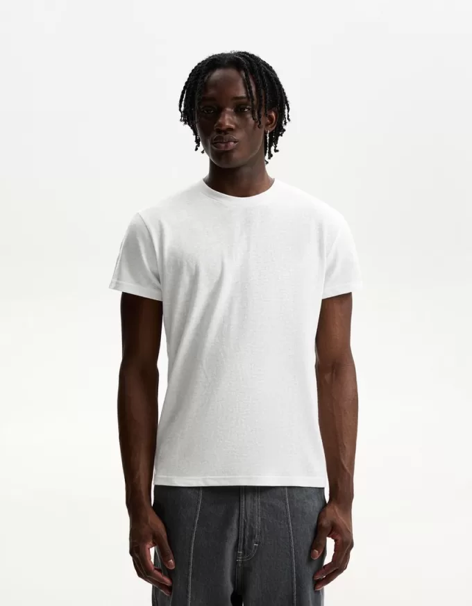 Tricou cu mânecă scurtă cu efect slub Tricou cu mânecă scurtă cu efect slub