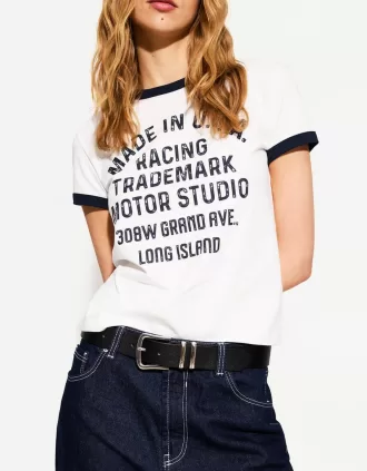 Tricou cu maneca scurta cu imprimeu contrastant