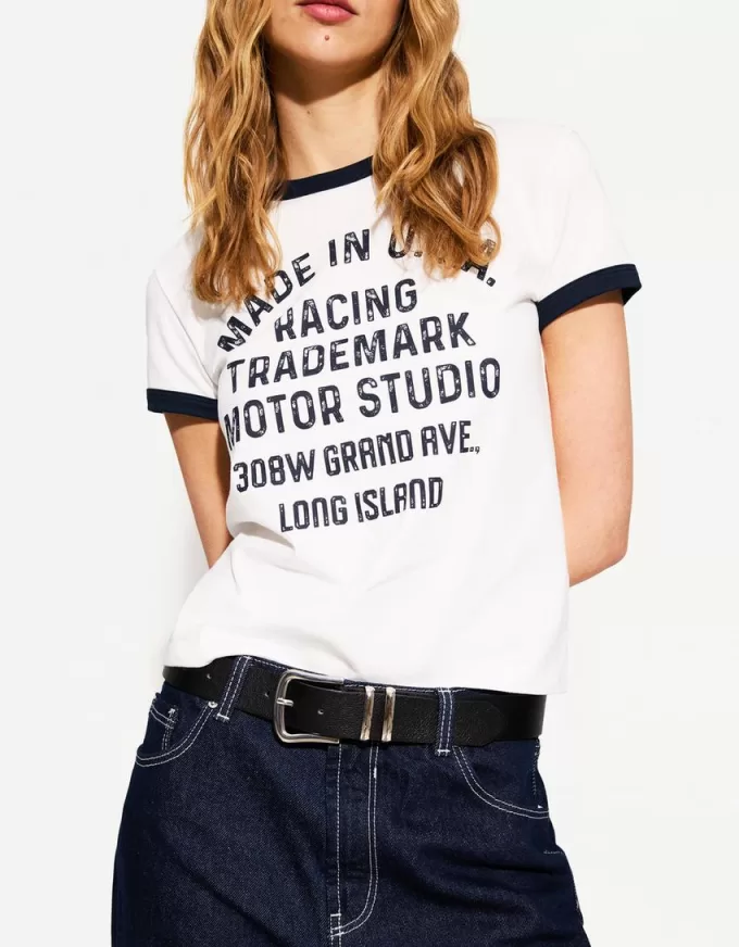 Tricou cu maneca scurta cu imprimeu contrastant Tricou cu maneca scurta cu imprimeu contrastant