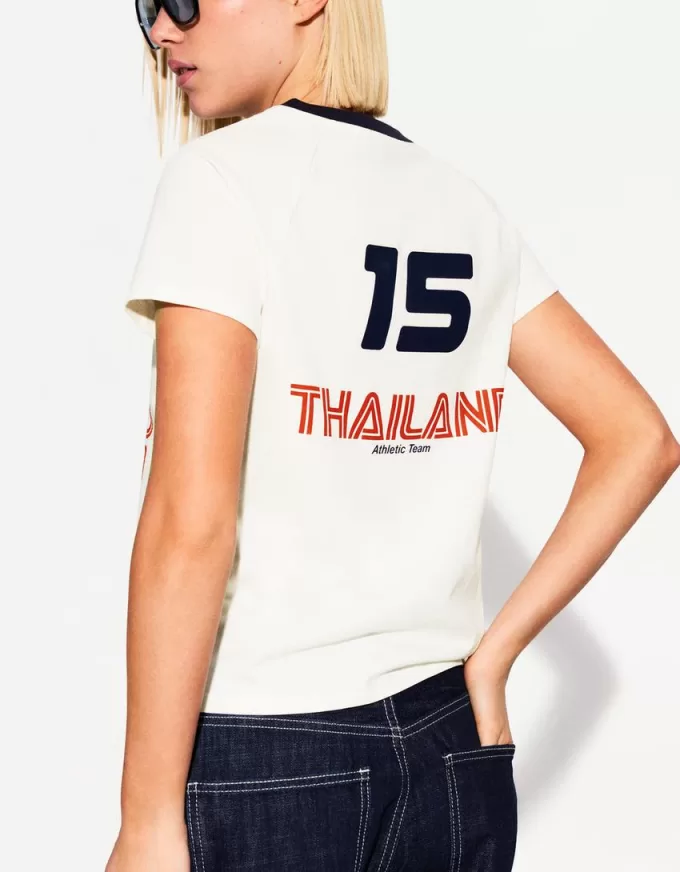 Tricou cu maneca scurta cu imprimeu contrastant Tricou cu maneca scurta cu imprimeu contrastant