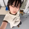 Tricou cu maneca scurta cu imprimeu contrastant Tricou cu maneca scurta cu imprimeu contrastant