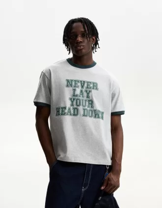 Tricou cu maneca scurta cu imprimeu contrastant