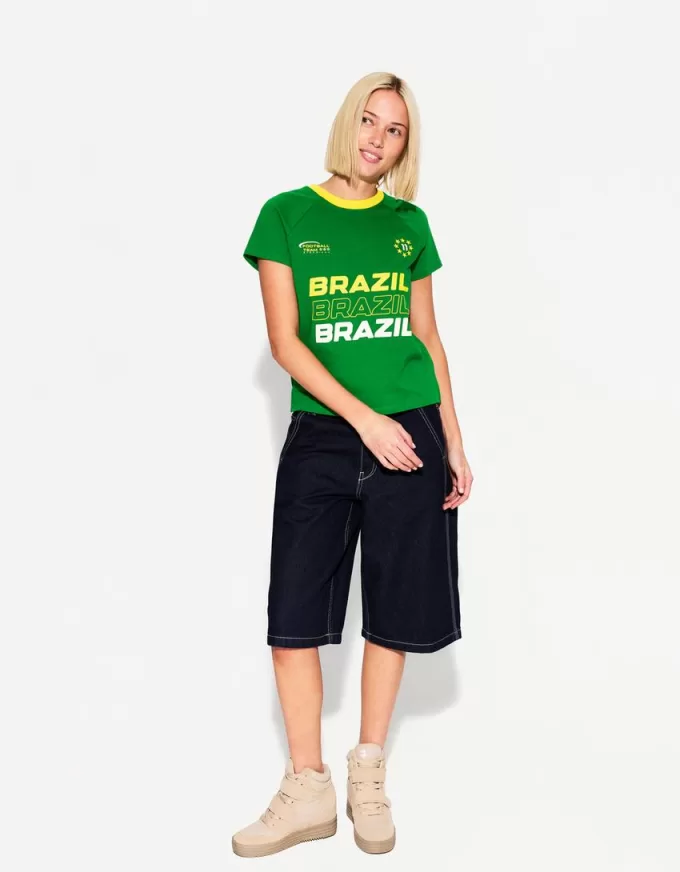 Tricou cu maneca scurta cu imprimeu contrastant Tricou cu maneca scurta cu imprimeu contrastant