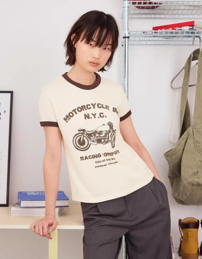 Tricou cu maneca scurta cu imprimeu contrastant Tricou cu maneca scurta cu imprimeu contrastant