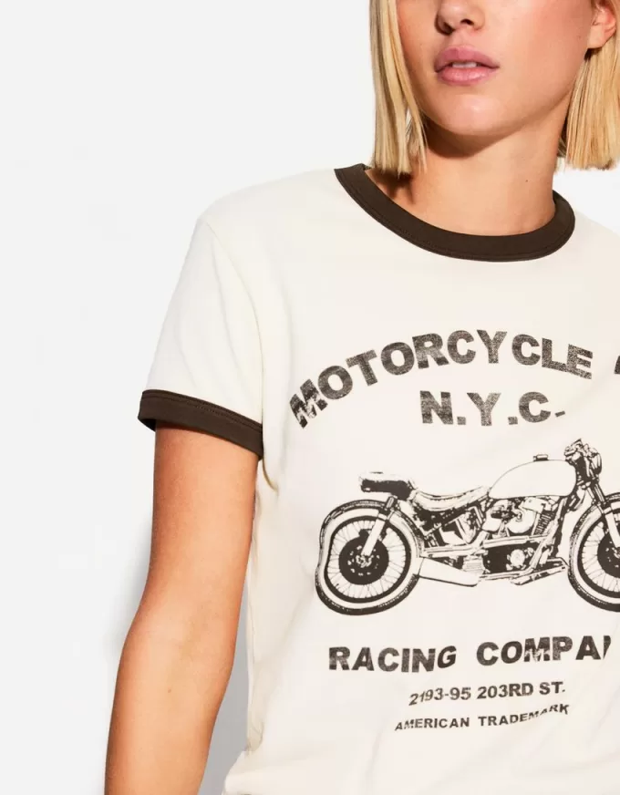 Tricou cu maneca scurta cu imprimeu contrastant Tricou cu maneca scurta cu imprimeu contrastant