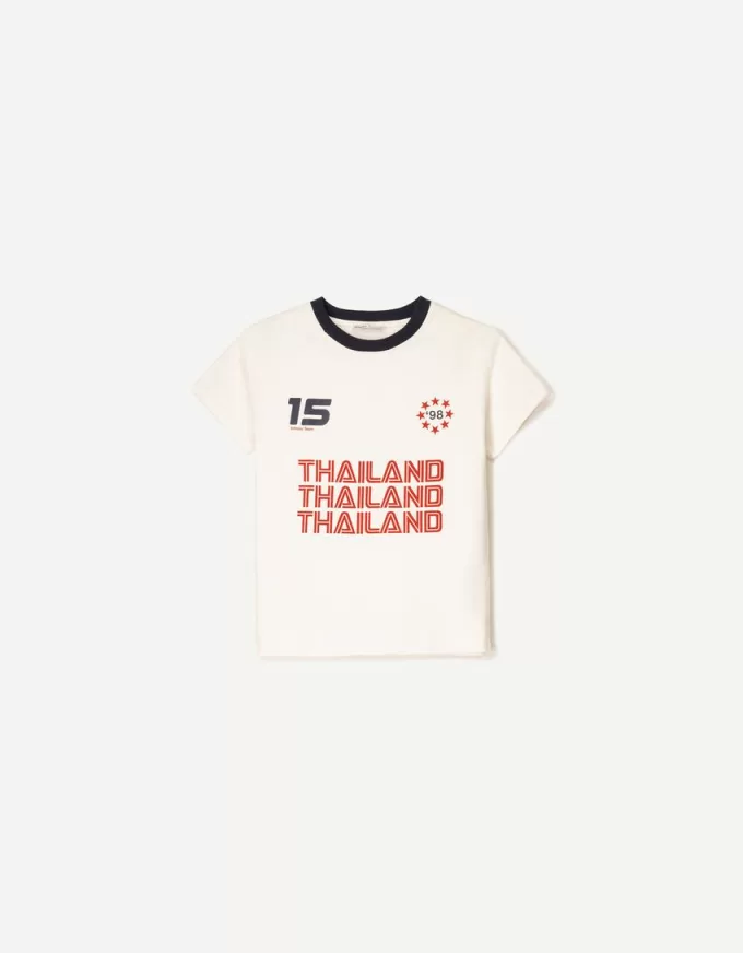 Tricou cu maneca scurta cu imprimeu contrastant Tricou cu maneca scurta cu imprimeu contrastant