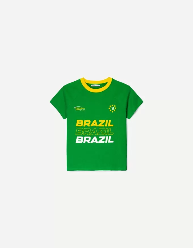Tricou cu maneca scurta cu imprimeu contrastant Tricou cu maneca scurta cu imprimeu contrastant