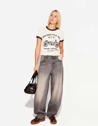 Tricou cu maneca scurta cu imprimeu contrastant