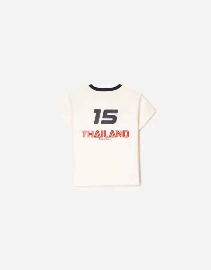 Tricou cu maneca scurta cu imprimeu contrastant Tricou cu maneca scurta cu imprimeu contrastant