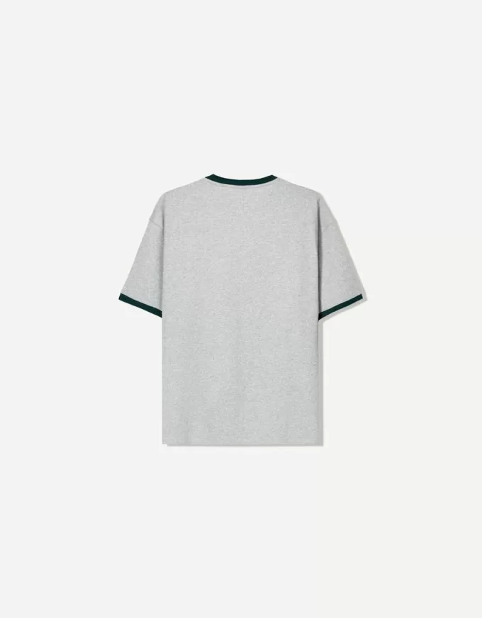 Tricou cu maneca scurta cu imprimeu contrastant Tricou cu maneca scurta cu imprimeu contrastant