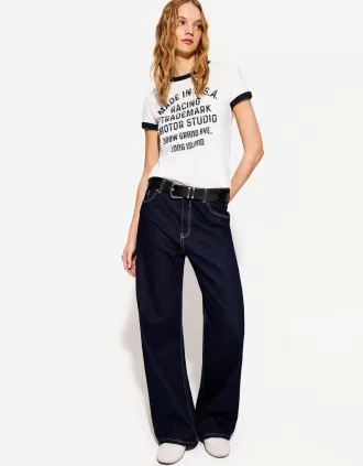 Tricou cu maneca scurta cu imprimeu contrastant