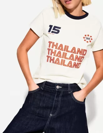 Tricou cu maneca scurta cu imprimeu contrastant