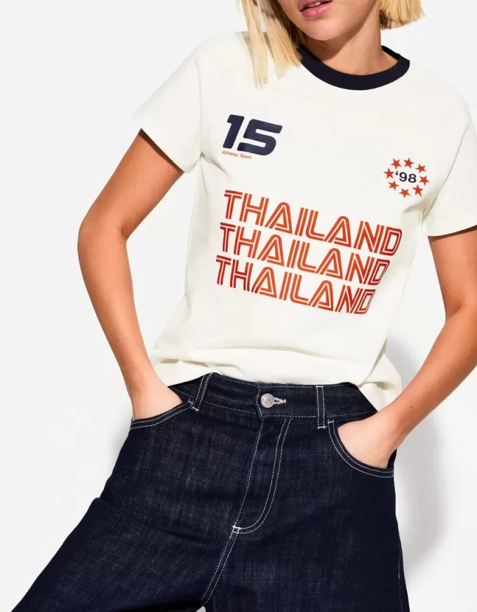 Tricou cu maneca scurta cu imprimeu contrastant Tricou cu maneca scurta cu imprimeu contrastant