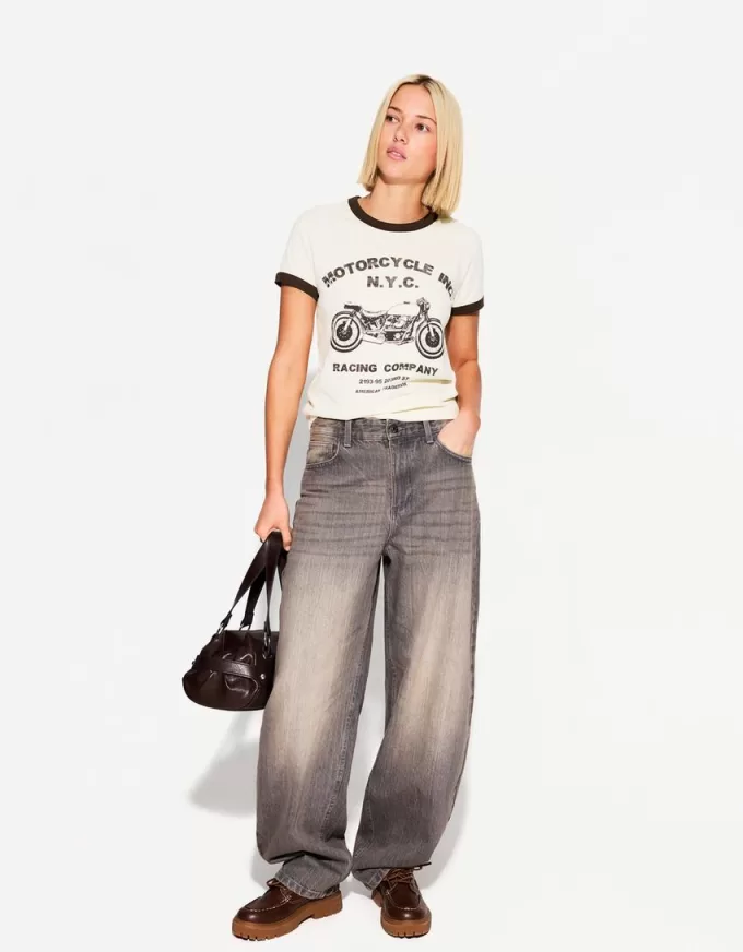 Tricou cu maneca scurta cu imprimeu contrastant Tricou cu maneca scurta cu imprimeu contrastant
