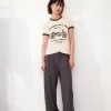 Tricou cu maneca scurta cu imprimeu contrastant Tricou cu maneca scurta cu imprimeu contrastant