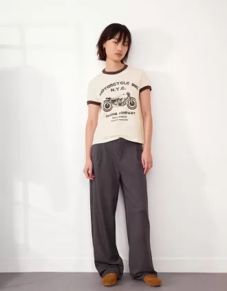 Tricou cu maneca scurta cu imprimeu contrastant