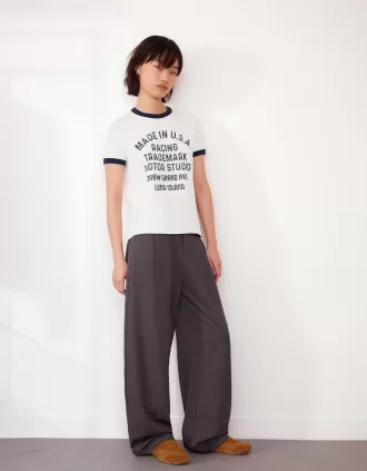 Tricou cu maneca scurta cu imprimeu contrastant