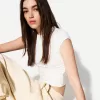 Tricou cu mânecă scurtă cu încrețire laterală Tricou cu mânecă scurtă cu încrețire laterală