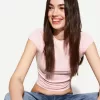 Tricou cu mânecă scurtă cu încrețire laterală Tricou cu mânecă scurtă cu încrețire laterală