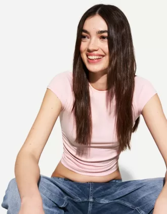 Tricou cu mânecă scurtă cu încrețire laterală