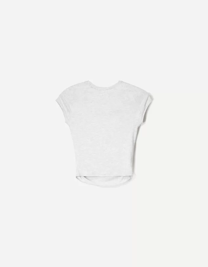 Tricou cu mânecă scurtă cu încrețire laterală Tricou cu mânecă scurtă cu încrețire laterală