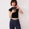 Tricou cu mânecă scurtă cu încrețire laterală Tricou cu mânecă scurtă cu încrețire laterală