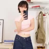 Tricou cu mânecă scurtă cu încrețire laterală Tricou cu mânecă scurtă cu încrețire laterală