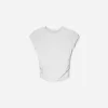 Tricou cu mânecă scurtă cu încrețire laterală Tricou cu mânecă scurtă cu încrețire laterală