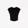 Tricou cu mânecă scurtă cu încrețire laterală Tricou cu mânecă scurtă cu încrețire laterală
