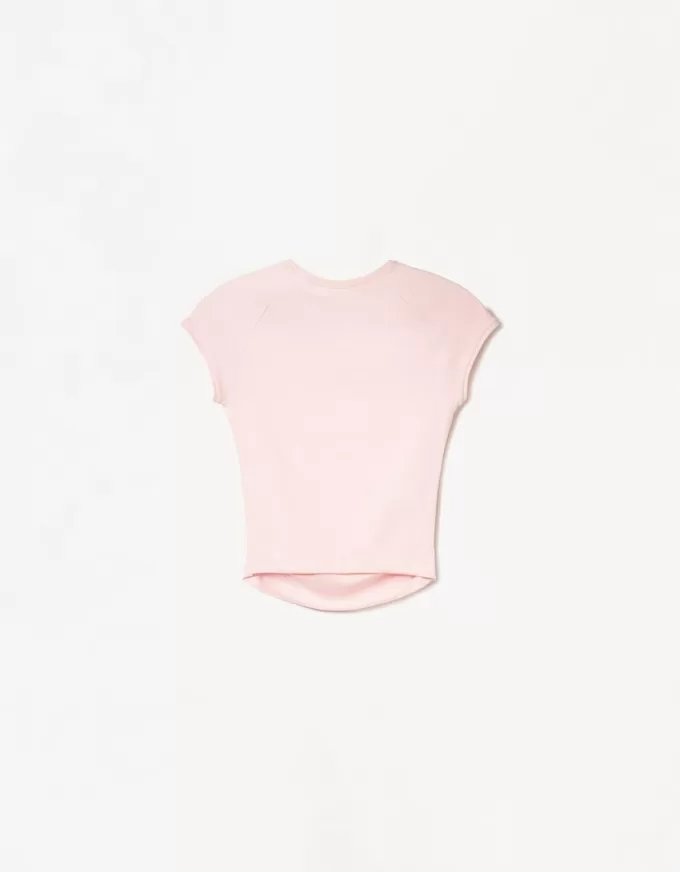 Tricou cu mânecă scurtă cu încrețire laterală Tricou cu mânecă scurtă cu încrețire laterală