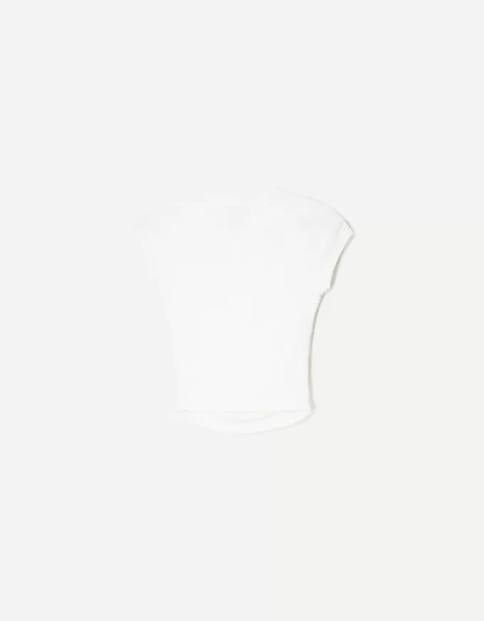 Tricou cu mânecă scurtă cu încrețire laterală Tricou cu mânecă scurtă cu încrețire laterală
