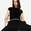 Tricou cu mânecă scurtă cu încrețire laterală Tricou cu mânecă scurtă cu încrețire laterală